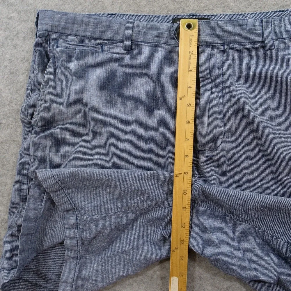 Banana Republic Mens 38 Blue Chino Linen Blend Shorts Resort Casual Pinstripe